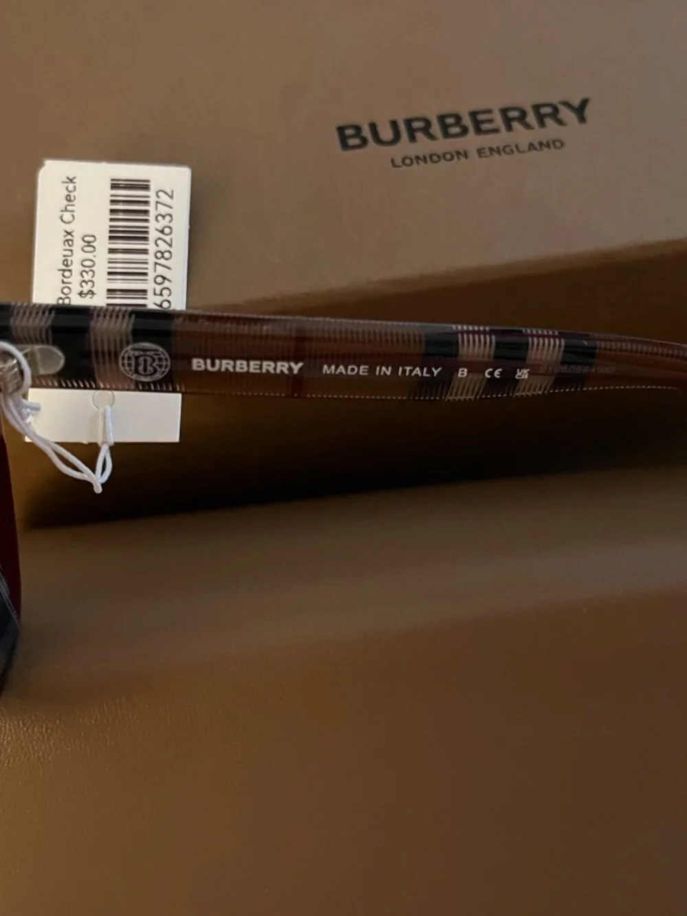 NWT Burberry Meryl BE4393 Check Bordeaux Sunglasses $330